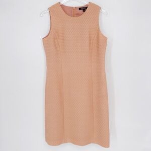 Brooks Brothers Woven Italy Textured Sheath Orange Coral Sleeveless Dress Size 8